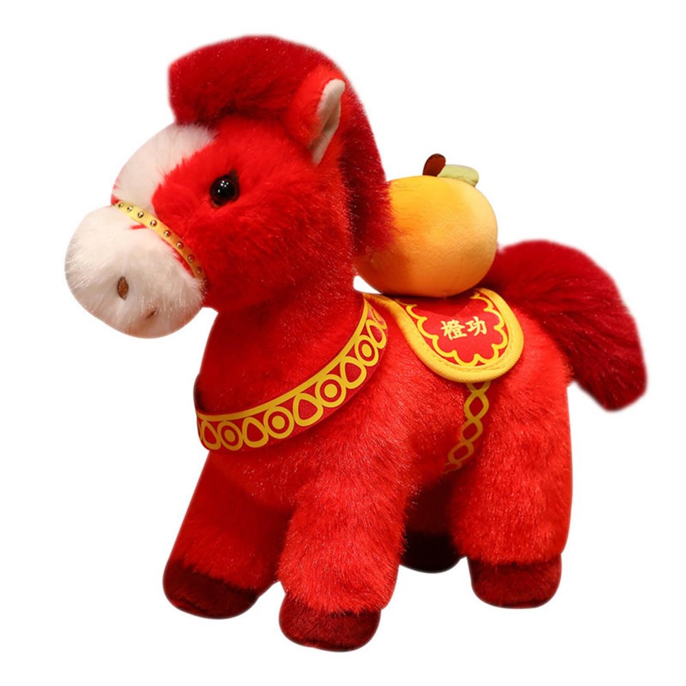2026 Chinese Zodiac Horse Plush Toy, 25cm/9.84inch Traditional Mascot Stuffed Animal for Lunar New Year Decor, Spring Festival Gift & Collector's Item