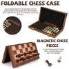 15 Inch Magnetic Chess Set with Wooden Folding Board, Staunton Chess Pieces, 2 Extra Queens Included, Portable Travel Chess Set, Classic Strategy Board Game for Kids & Adults (Walnut) view 3