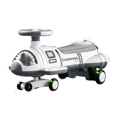 Wiggle Scooter Electric Twist Car with Pedals 2 in 1 Swing Cars Silent Colourful Light-Emitting Wheels 360 Rotating(Grey,Sliding Type)