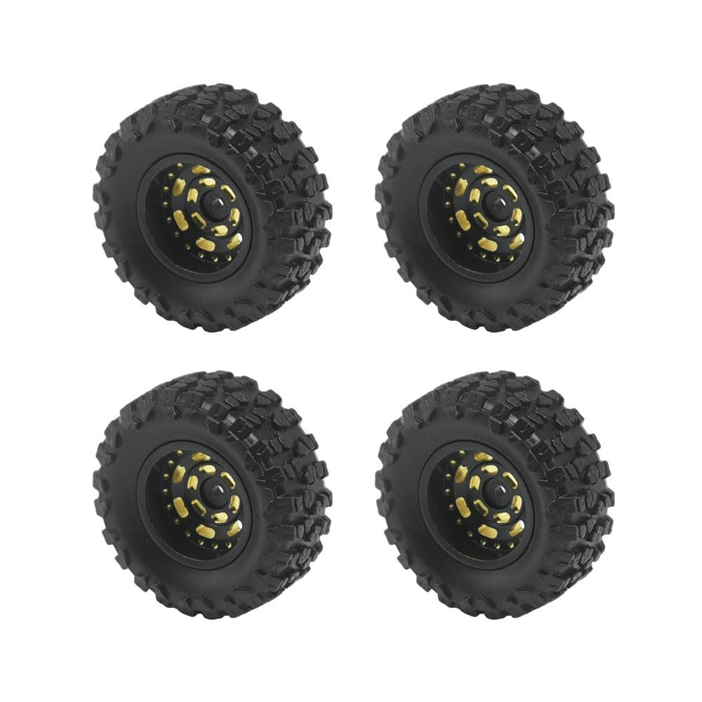 Brass 0.7" Wheel and Brass/Offset and 0.7 Wheel Tire with Foam for SCX30 Cars Upgrade Parts 4pcs/Set (Wheel Offset and Tire Set)