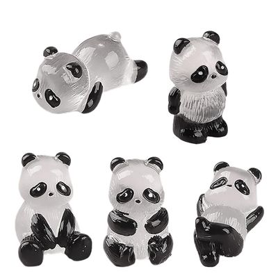 5xCute Mini Luminous 3D Panda Resin Crafts Glow in Dark Miniatures Panda Micro Landscape Statues Home DIY Ornaments
