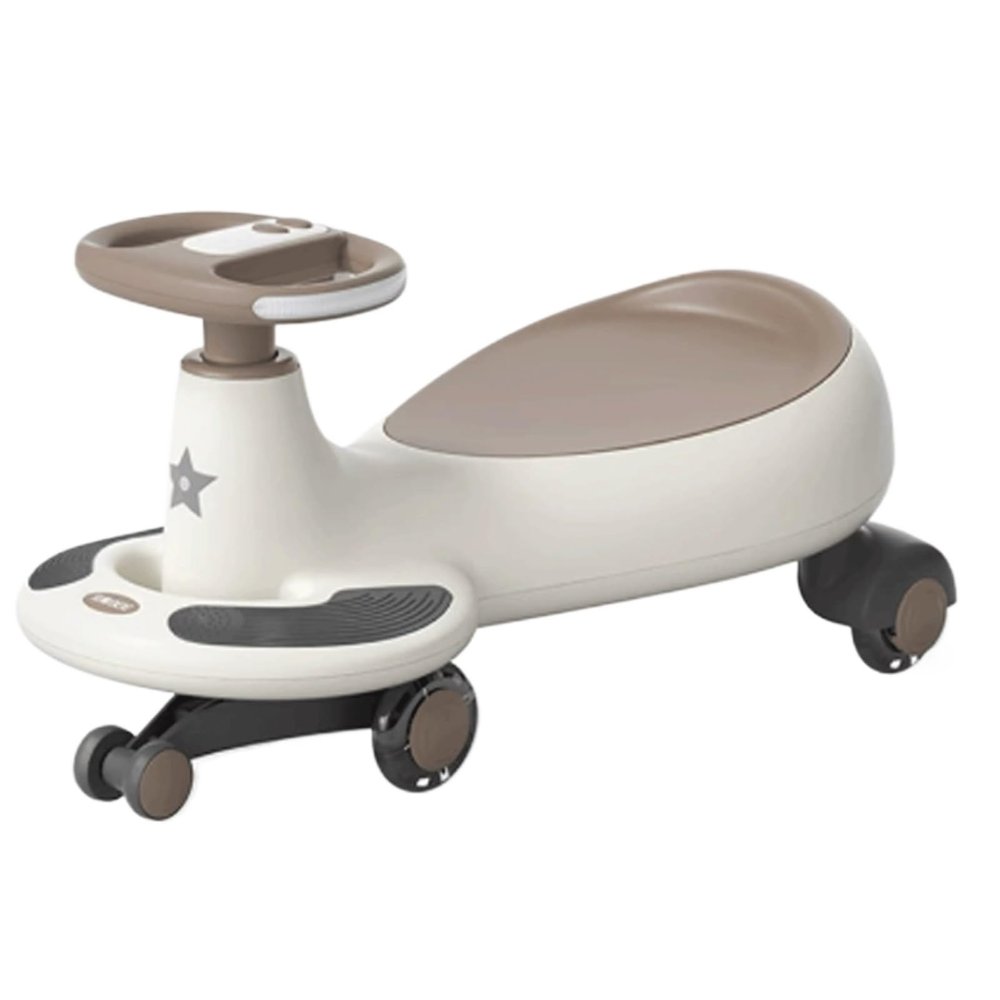 Wiggle Scooter Wiggle Car for Kids Ride On Toy Silent Wheel Sound and Light Music Model for Ages 3 and Up(Khaki)