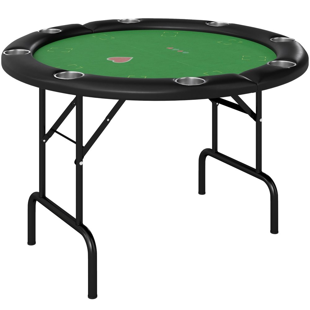 lafengyan Premium Folding Poker Table with Felt Playing Surface, Cup Holders, and Padded Edge for Home Game Nights and Social Gatherings