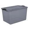66 Quart Latch Box - Clear Plastic Storage Bin with Clear Lid, Gray Flannel Tint, Stackable Organizer for Home, Closet, Garage, Bedroom view 1