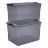 66 Quart Latch Box - Clear Plastic Storage Bin with Clear Lid, Gray Flannel Tint, Stackable Organizer for Home, Closet, Garage, Bedroom view 2