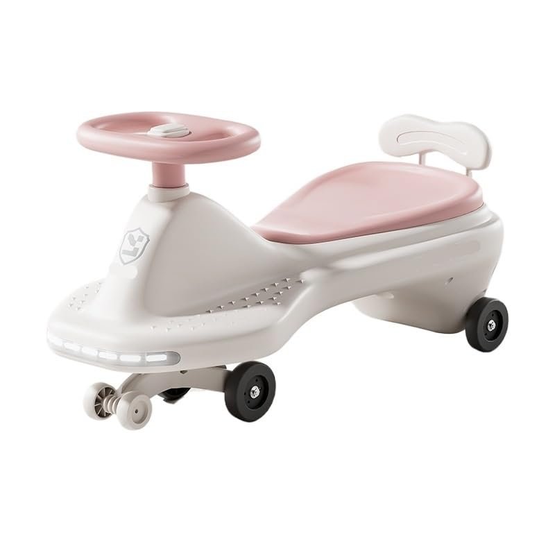 Wiggle Scooter Twist Car with Flashing Wheels & Music Wiggle Cars Ride On Toy for Kids Boys Girls 1-3 Years Old(Pink,Normal Wheel)