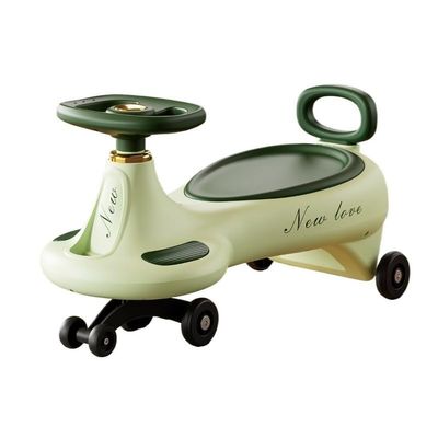Wiggle Scooter Kids Ride On Wiggle Car with Lights & Music Anti-Rollover Swing car for Boys Girls Ages 1-8 Indoor Outdoor Toy(Green,No Lights and Music)