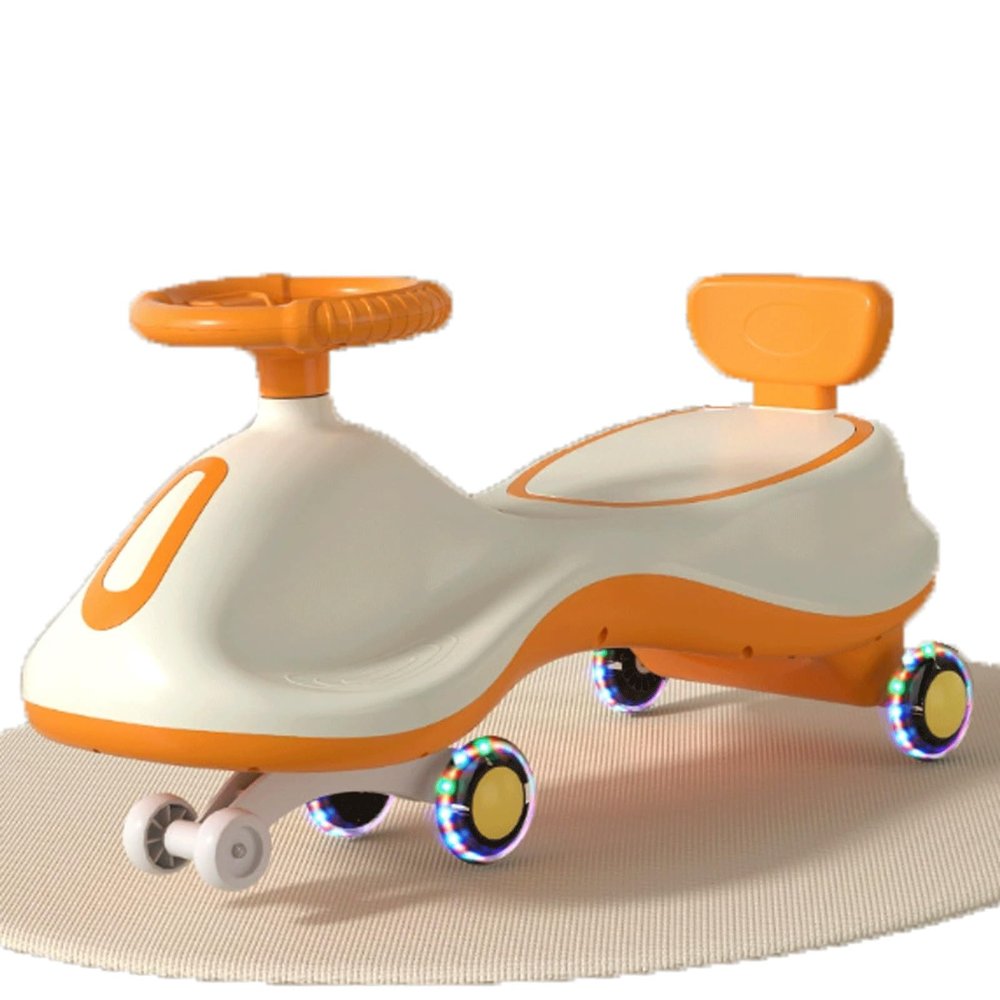 Wiggle Scooter Wiggle Car Kids Ride On Toy Swing Car with Traction Rope for Ages 3 Years and Up(Yellow)