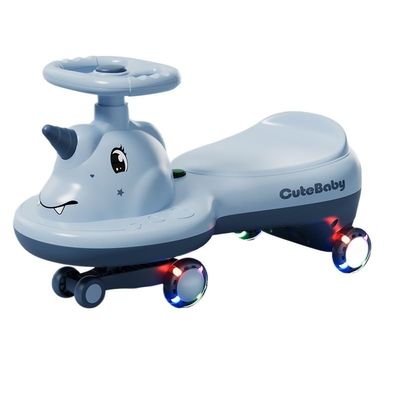 Wiggle Scooter Wiggle Car with Music Light Silent Flashing Wheels Ride-on Toy for Boys Girls 1-6 Years Old(Blue,Flashing Wheel)