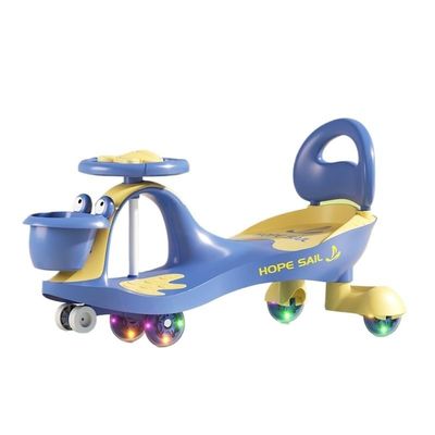 Wiggle Scooter Swing Car with Storage Basket Flashing Wheels & Music Wiggle Cars Ride On Toy for Kids Boys Girls(Blue)