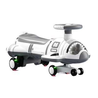 Wiggle Scooter Electric Twist Car with Pedals 2 in 1 Swing Cars Silent Colourful Light-Emitting Wheels 360 Rotating(Grey,Electric Type)
