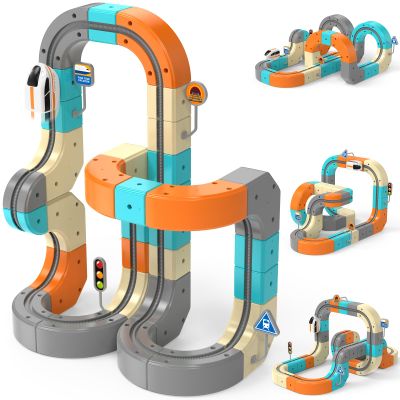 Electric Train Set 82PCS, 3D Flexible Race Track for Kids 3 4 5 6 7 8 Years Old, Gravity-Defying Rail Building Toys with Motorized Car, STEM Learning Toy Gift for Toddlers Birthday