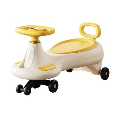 Wiggle Scooter Kids Ride On Wiggle Car with Lights & Music Anti-Rollover Swing car for Boys Girls Ages 1-8 Indoor Outdoor Toy(Yellow,No Lights and Music)
