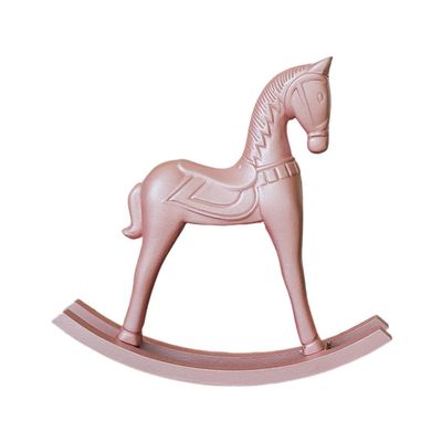 Whimsically Wood Rocking Horse Miniature Ornament Delicate Pink Finish Double Purpose Toy and Interior Styling Decors