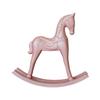 Whimsically Wood Rocking Horse Miniature Ornament Delicate Pink Finish Double Purpose Toy and Interior Styling Decors view 1