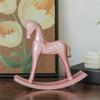 Whimsically Wood Rocking Horse Miniature Ornament Delicate Pink Finish Double Purpose Toy and Interior Styling Decors view 4