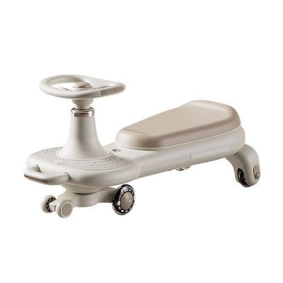 Wiggle Scooter Ride-On Car with Music Lights Silent Wheels Trailer Indoor Outdoor Use Safe Educational Gift(Brown,Ordinary Version)