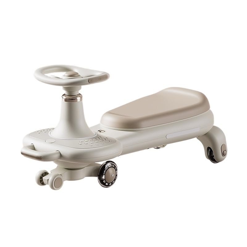 Wiggle Scooter Ride-On Car with Music Lights Silent Wheels Trailer Indoor Outdoor Use Safe Educational Gift(Brown,Ordinary Version)