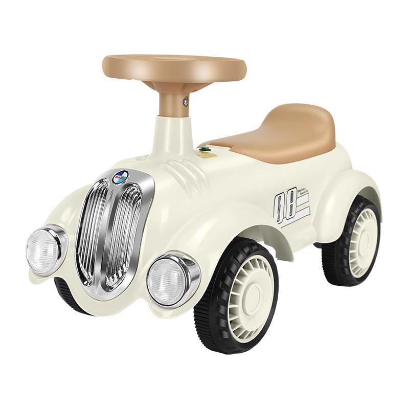 Wiggle Scooter Ride On Push Car with Steering Wheel, Under Seat Storage, Kids Racer Walking for Boys Girls(White)