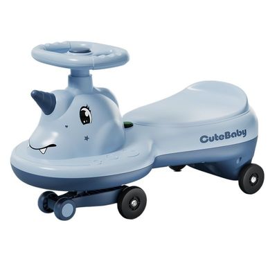 Wiggle Scooter Wiggle Car with Music Light Silent Flashing Wheels Ride-on Toy for Boys Girls 1-6 Years Old(Blue,Normal Wheel)