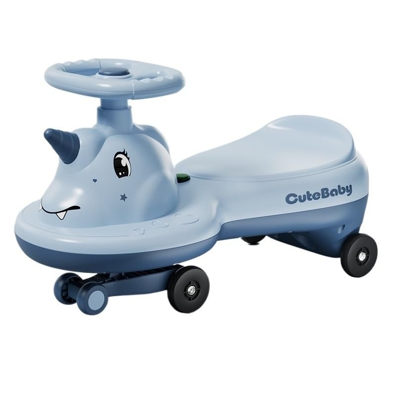 Wiggle Scooter Wiggle Car with Music Light Silent Flashing Wheels Ride-on Toy for Boys Girls 1-6 Years Old(Blue,Normal Wheel)