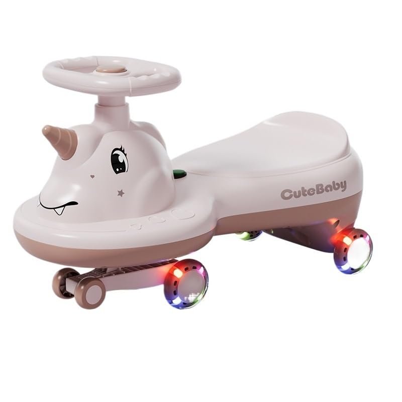 Wiggle Scooter Wiggle Car with Music Light Silent Flashing Wheels Ride-on Toy for Boys Girls 1-6 Years Old(Pink,Flashing Wheel)