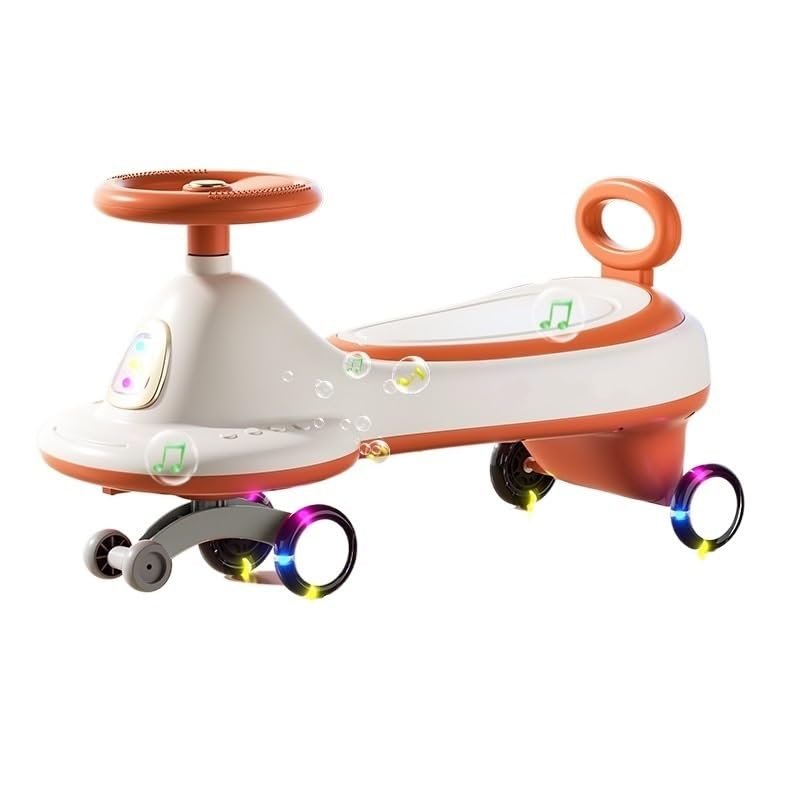 Wiggle Scooter Wiggle Car for Kids Swing Cars WithColorful Light-Emitting Wheels for Boys Girls 2 Years Old and Up(Orange)
