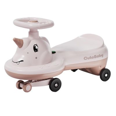 Wiggle Scooter Wiggle Car with Music Light Silent Flashing Wheels Ride-on Toy for Boys Girls 1-6 Years Old(Pink,Normal Wheel)