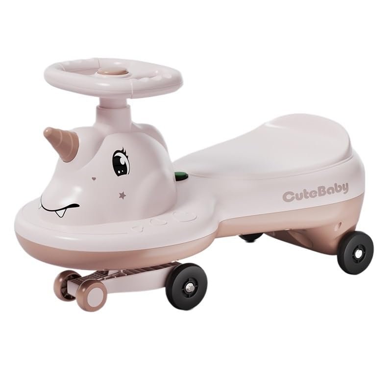 Wiggle Scooter Wiggle Car with Music Light Silent Flashing Wheels Ride-on Toy for Boys Girls 1-6 Years Old(Pink,Normal Wheel)