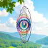 10" Wind Spinner Outdoor Metal Decor : 3D Stainless Steel Kinetic Wind Sculpture with Mandala Evil Eye Design, Hanging Rainbow Sun Catcher for Porch, Patio & Yard, Gift for Mom view 2