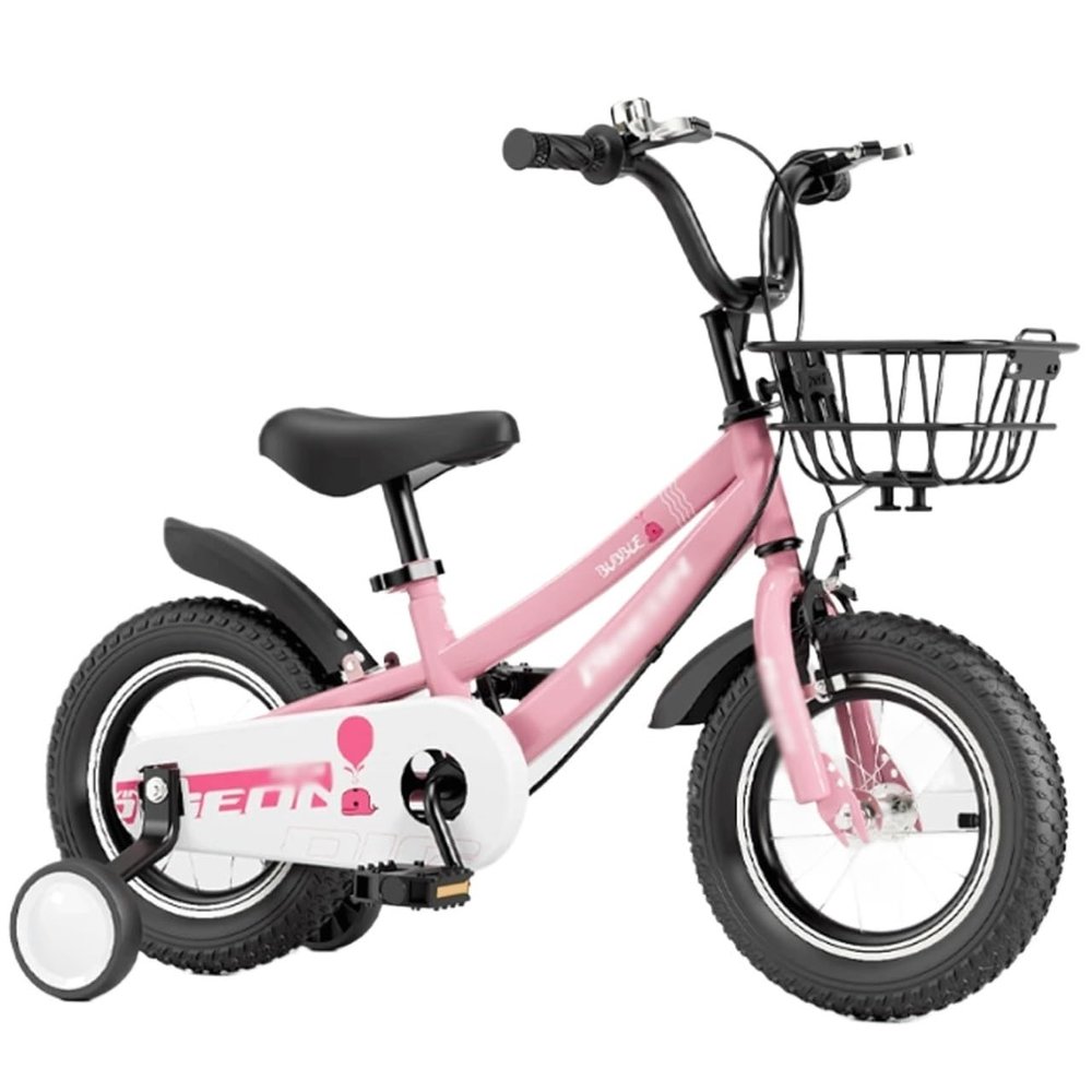 Wiggle Scooter Bike with Basket for 2-12 Years Bicycle with Training Wheels Pedal Bicycle(Pink,16inch)