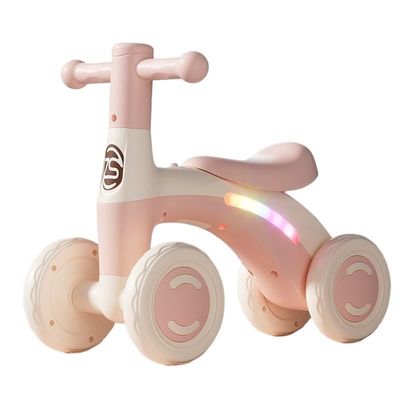 Wiggle Scooter Balance Bike with 4 Wheels Scratch-Resistant Indoor Outdoor Toddler Riding Toy with Steering Limit(Pink)