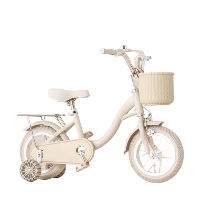 Wiggle Scooter Kids Bike for Girls with Bell Basket and Pump Children's Bicycle with Rear Seat Bicycle(Beige,16inch)