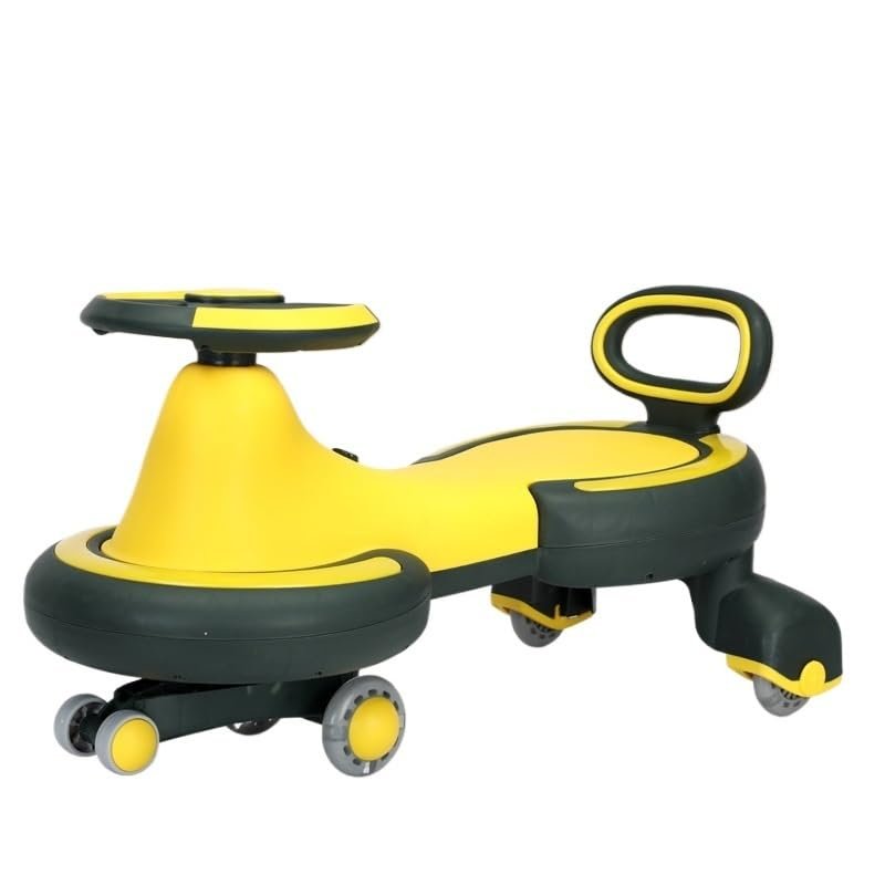 Wiggle Scooter Swing Car with LED Flashing Wheels Universal Wheel No Gears Or Pedals Ride-on Toy for Boys Girls(Yellow)