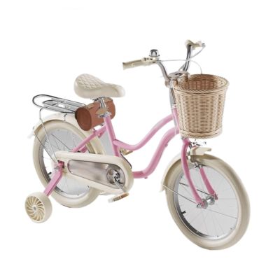 Wiggle Scooter Kid Bike Dual Handbrake Toddlers Bicycle Age 3-12 Years with Woven Basket Auxiliary Wheels(Pink1,14inch)