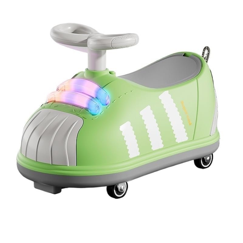 Wiggle Scooter Ride On Push Car for Kids Indoor Outdoor Riding Toys for Kids with Under-seat Storage Light Music(Green)