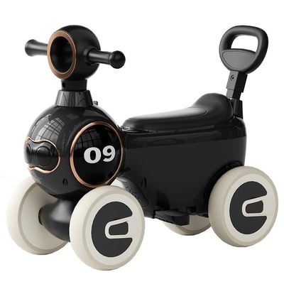 Wiggle Scooter Wiggle Car Ride On Toy for Kids with Lights Music Retractable Handle Storage Seat for Boys Girls(Black)