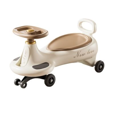 Wiggle Scooter Kids Ride On Wiggle Car with Lights & Music Anti-Rollover Swing car for Boys Girls Ages 1-8 Indoor Outdoor Toy(Brown,No Lights and Music)