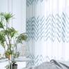 HooHero Blue Nordic Elegant Design Sheer Curtains Window Treatments Rod Pocket Top for Kids Nursery Room Zig Zag Embroidery view 1