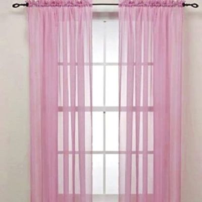 HooHero Pink Simple Solid Elegant Design Sheer Curtains Window Treatments Rod Pocket Top for Kids Nursery Room Tulle