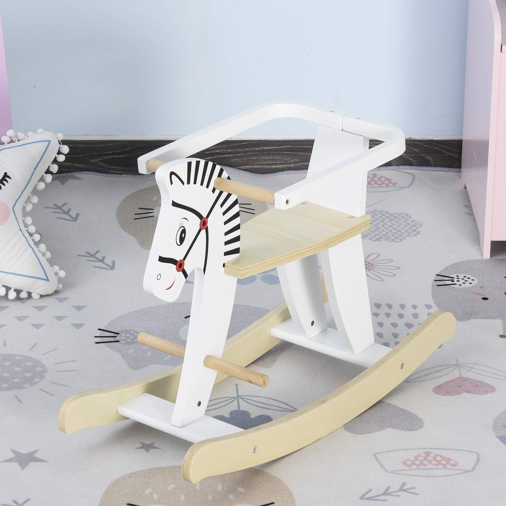Classic Wooden Rocking Horse Toy for Indoor Play Handcrafted Solid Wood Design with Smooth Rocking Motion and Ergonomic Seat