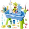 Toddler Water Table for 1-3 Year Old - Upgraded Electric Pump Water Toys, Outdoor Sensory Play Sand & Water Table, Kitchen Sink Toy with Running Water & Fishing Game, Summer Gifts for Boys Girls,Blue view 1