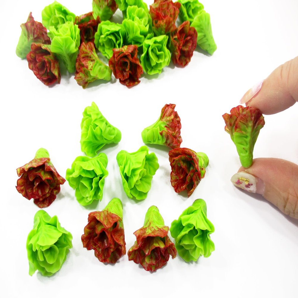 12 Inch Doll 10 Red Green Clay Lettuce Salad Vegetable 1:6 Miniature Market