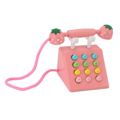 RASTKY Wooden Telephone Decor Versatile Phone Figurine Toy for Boys and Girls (Pink)