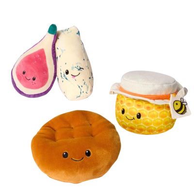 Charcuterie Plush Set, Play Food Stuffed Toys, 4 Piece Sets (Cracker, Honey, Fig & Blue Cheese)