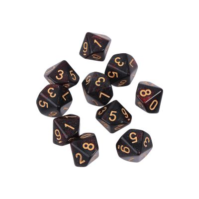 10pcs 10 Sided Dice D10 Polyhedral for Game 15mm RPG Family Party Game Household Multi-Color Dice Set