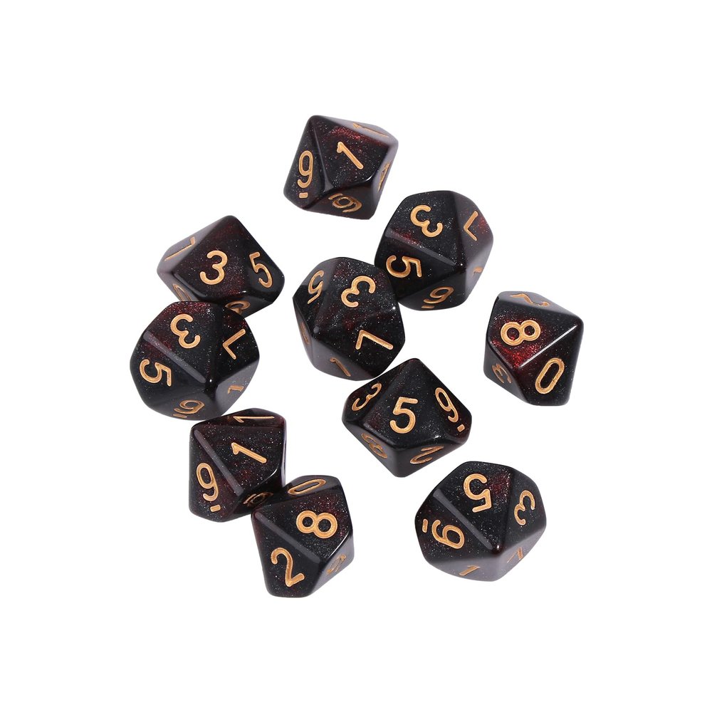 10pcs 10 Sided Dice D10 Polyhedral for Game 15mm RPG Family Party Game Household Multi-Color Dice Set