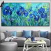 Blue Paint by Numbers for Adults, Flower Paint by Number Acrylic with 3 Brushes, DIY Painting by Numbers for Kits, DIY Canvas Oil Painting Kit for Home Wall Decor Gift (Without Frame) 30x90cm V-611 view 1