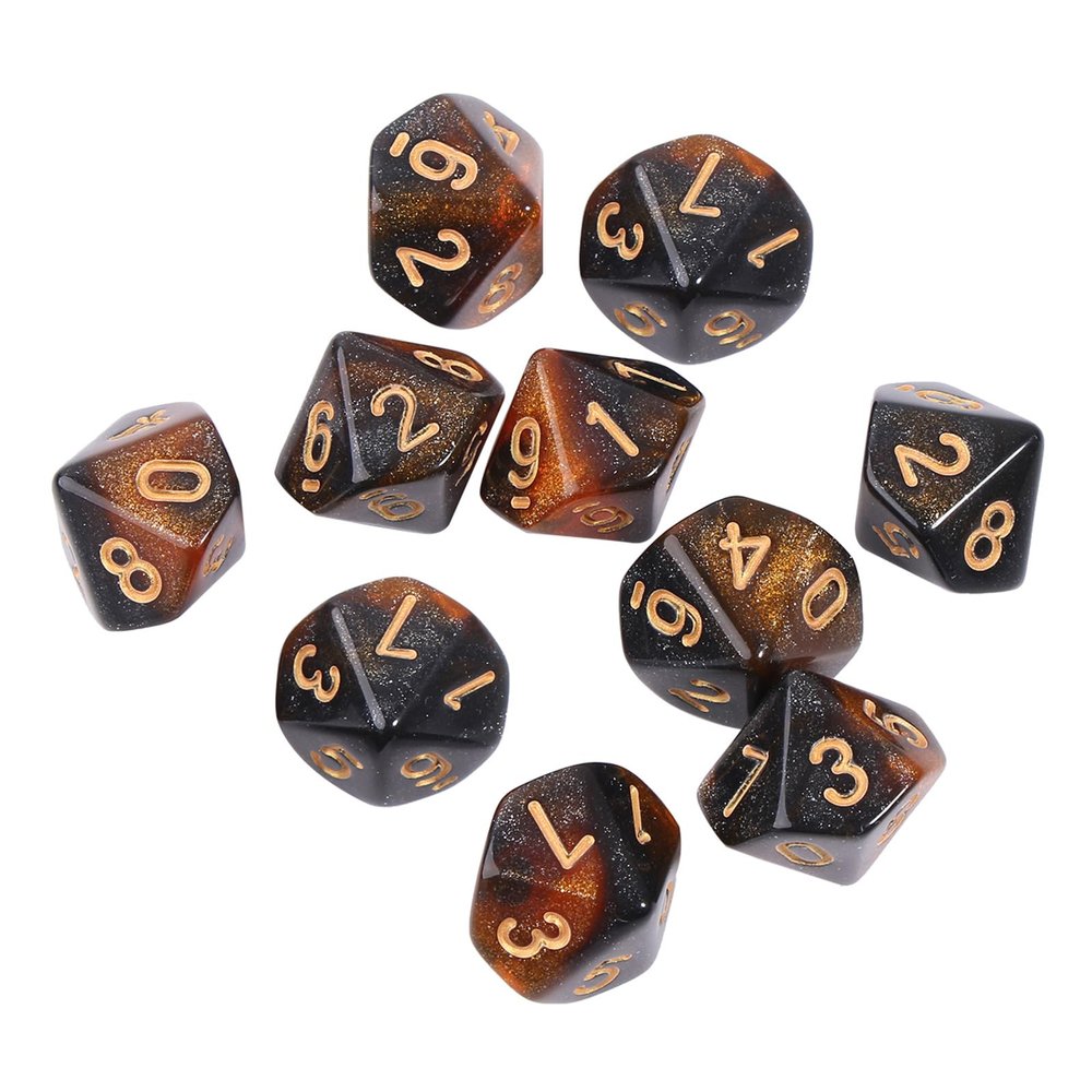 10pcs 10 Sided Dice D10 Polyhedral for Game 15mm RPG Family Party Game Household Multi-Color Dice Set
