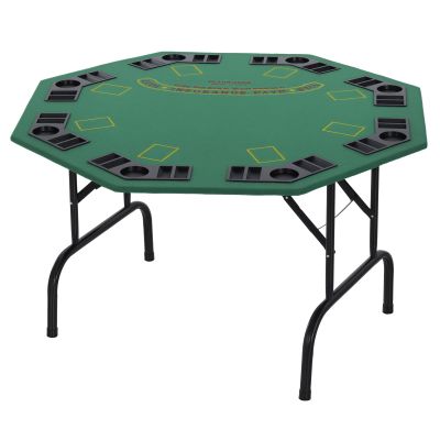 lafengyan Premium Felt-Topped Poker Table with Built-in Chip Trays and Drink Holders for Home Game Nights and Social Gatherings